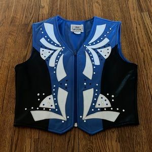 Extra small equestrian/ rodeo queen vest blue black and white western